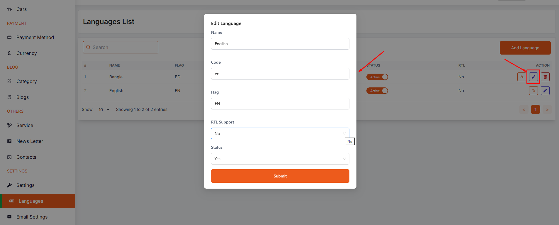 edit language