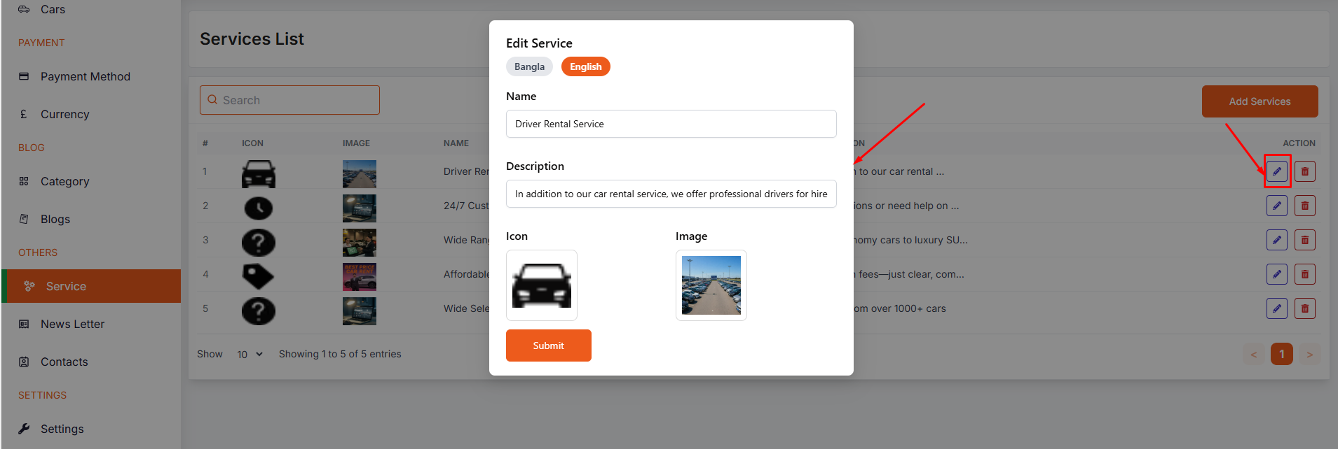 edit service