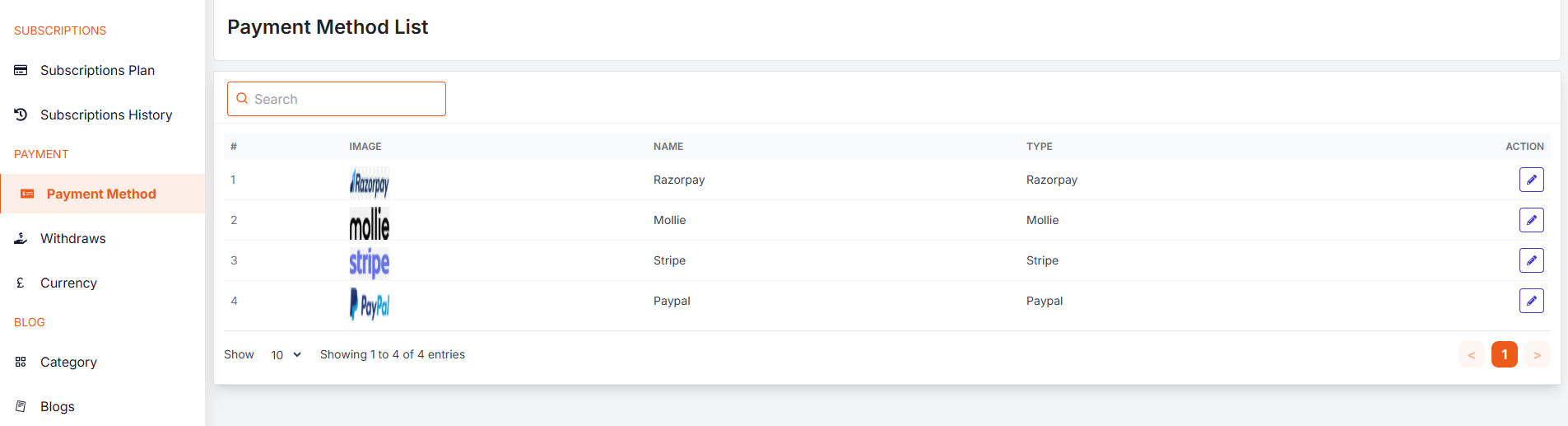 payment settings