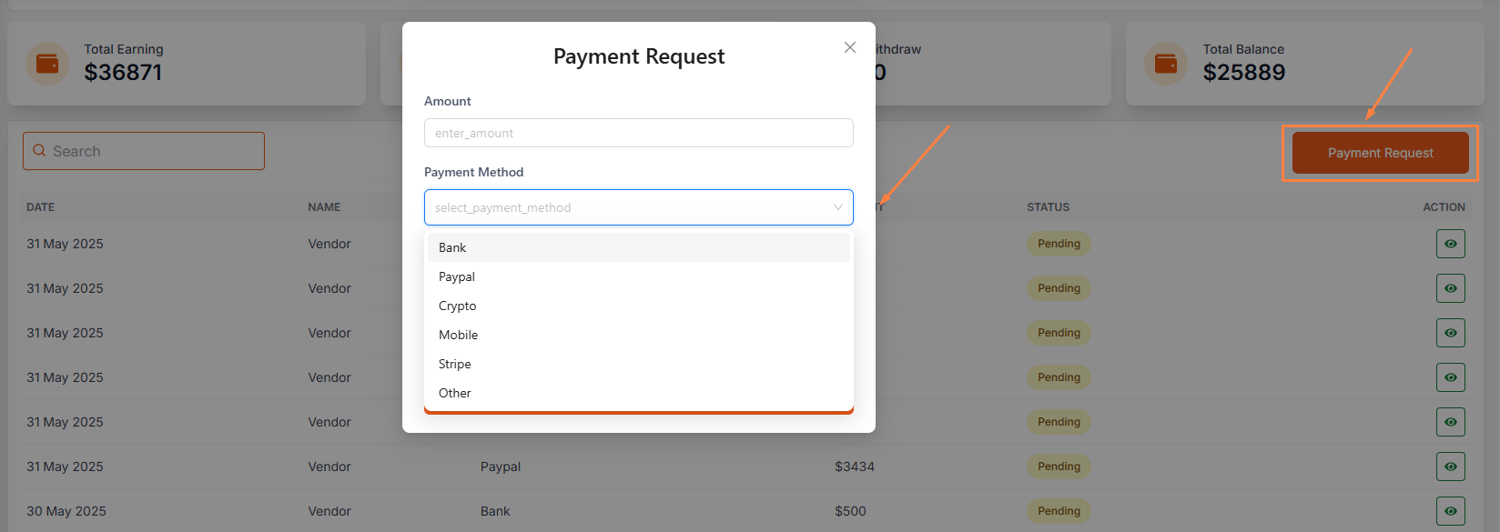 withdraw request